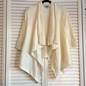 Guess Lambswool Blend Off White Waterfall Cardigan Sweater Size Small S